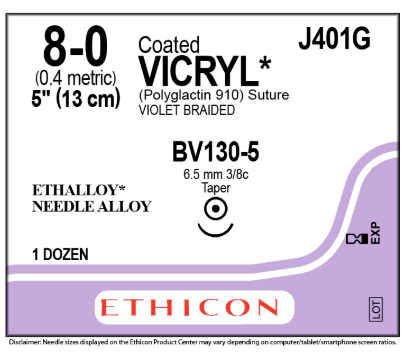 8-0 Vicryl on BV130-5 #J401G