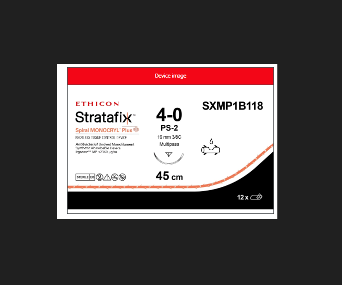 Stratafix 4-0 Spiral Monocryl Plus on PS-2 #SXMP1B118