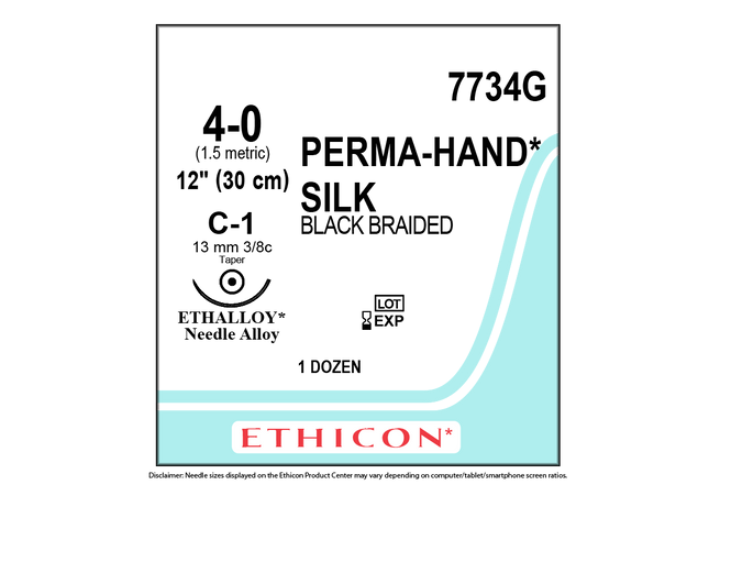 Ethicon 4-0 Silk on C-1 #7734G