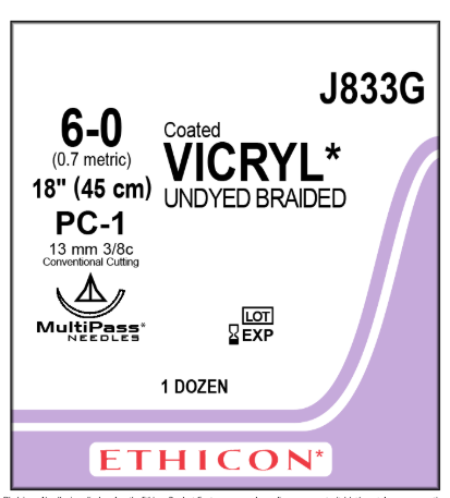 6-0 Vicryl on PC-1 #J833G 18"