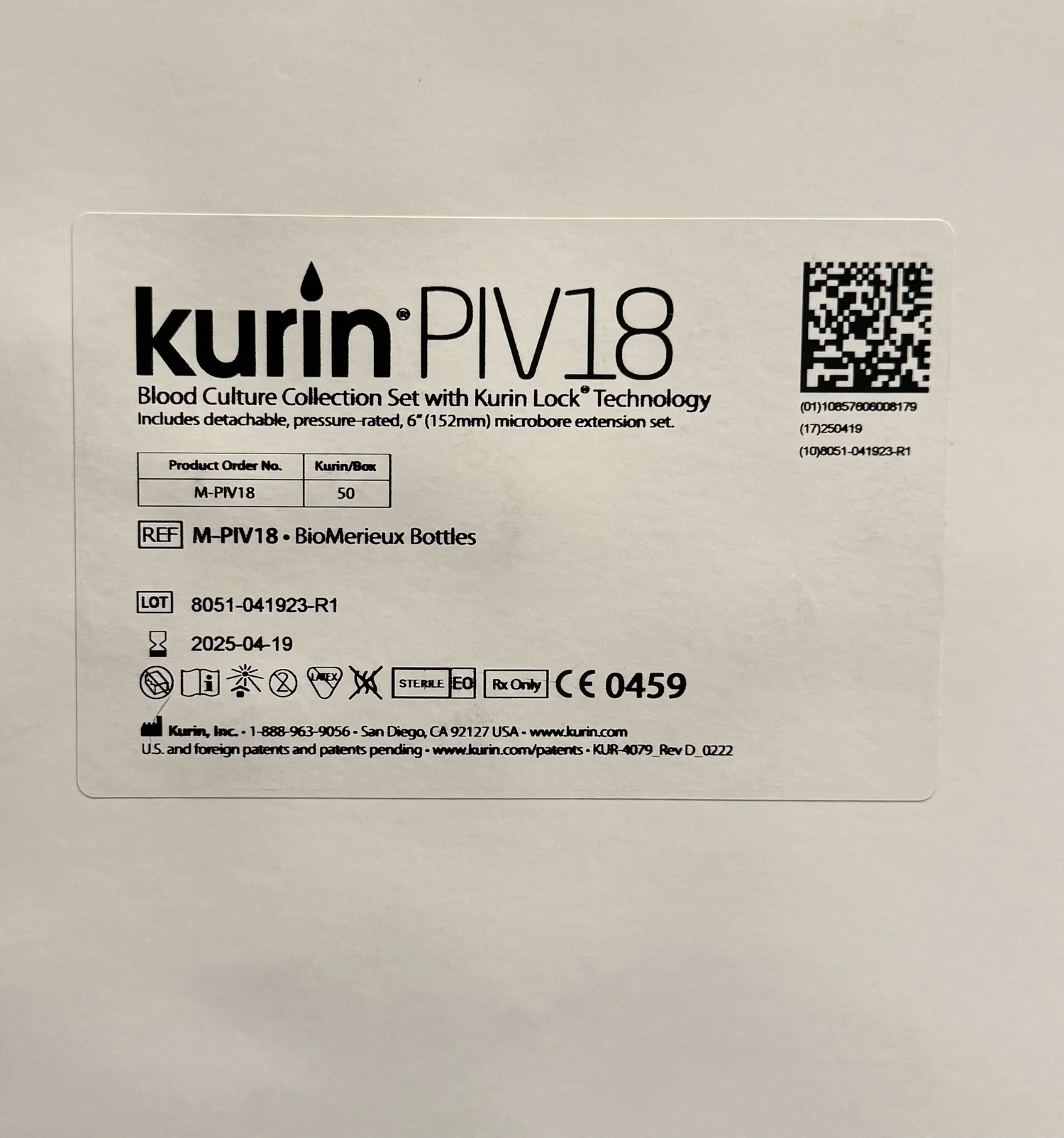 BLOODセット Blood Culture Collection Set with Kurin Lock Technology