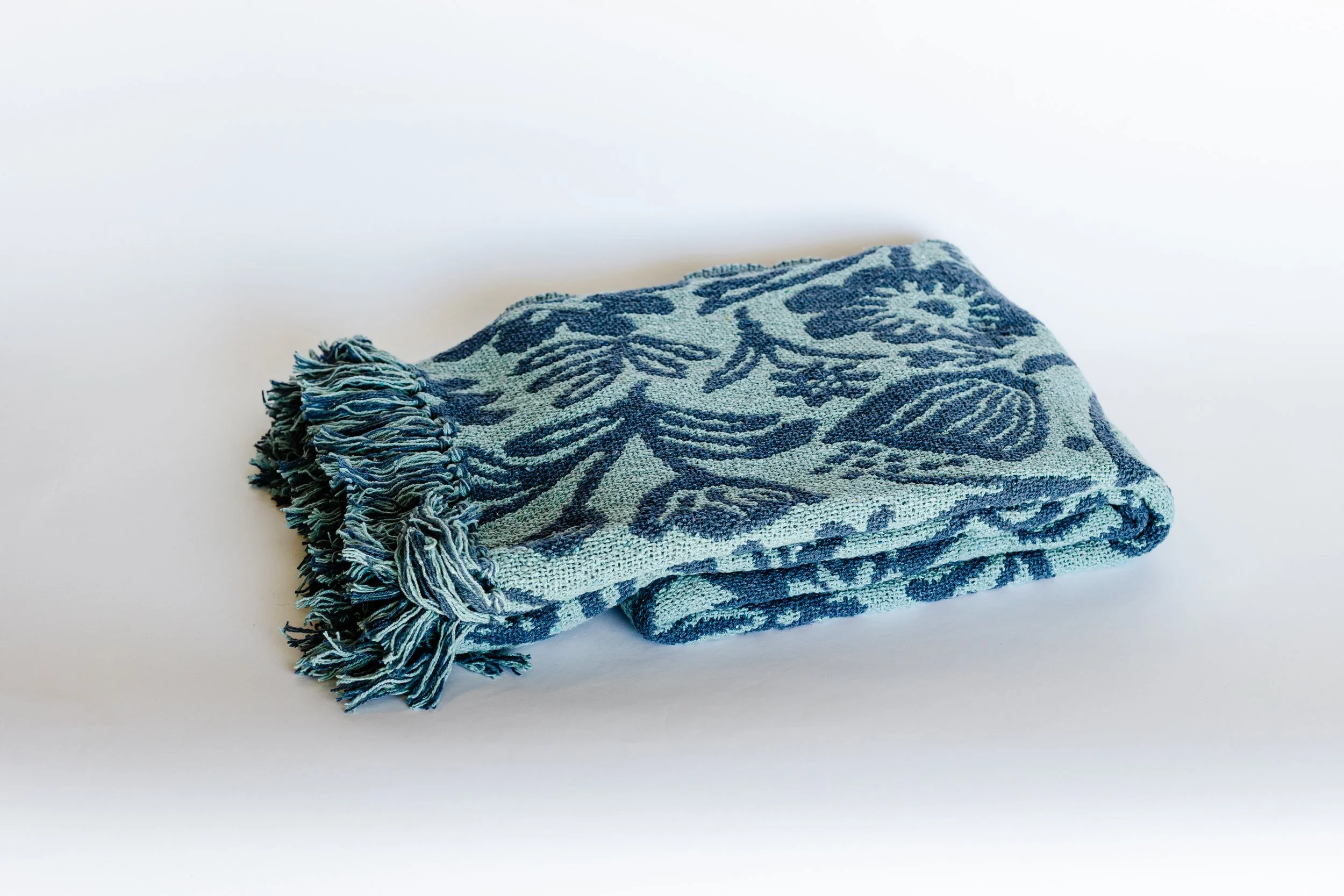 Blue Floral Throw