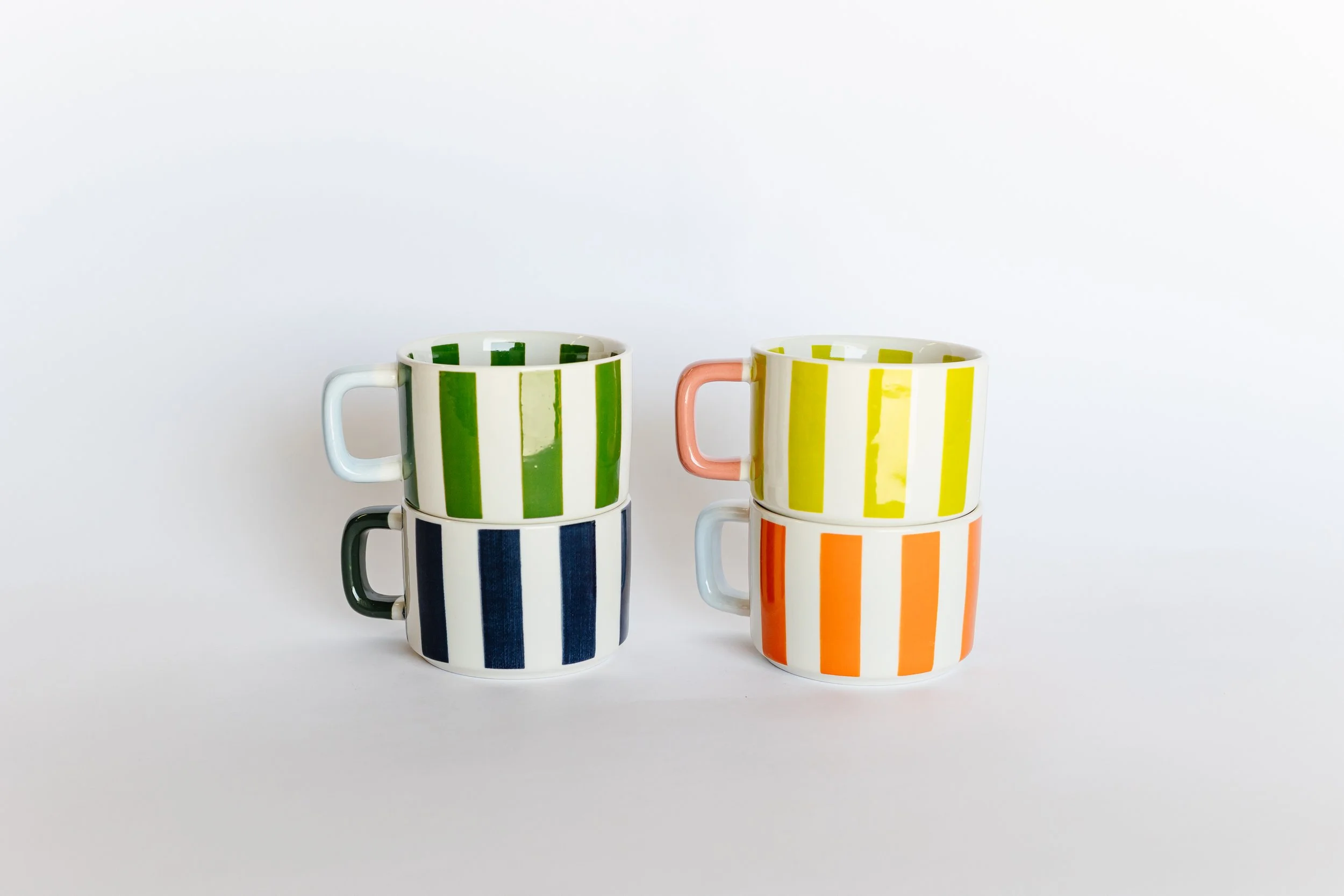 Striped Stoneware Mugs