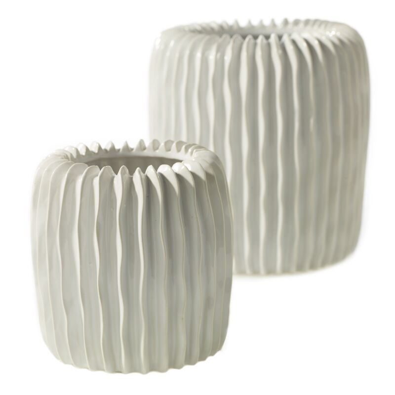 Ribbed Ceramic Vase