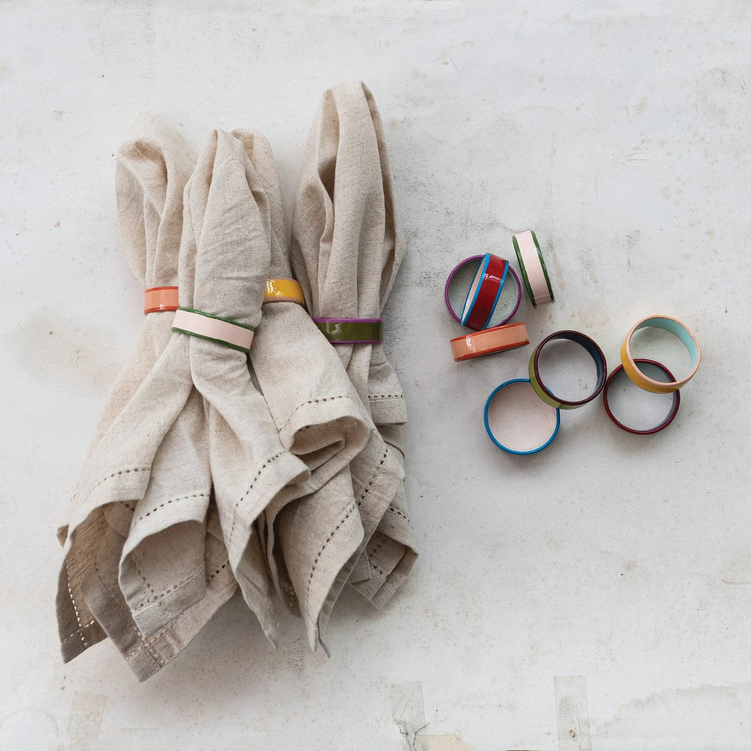 Enameled Metal Napkin Rings