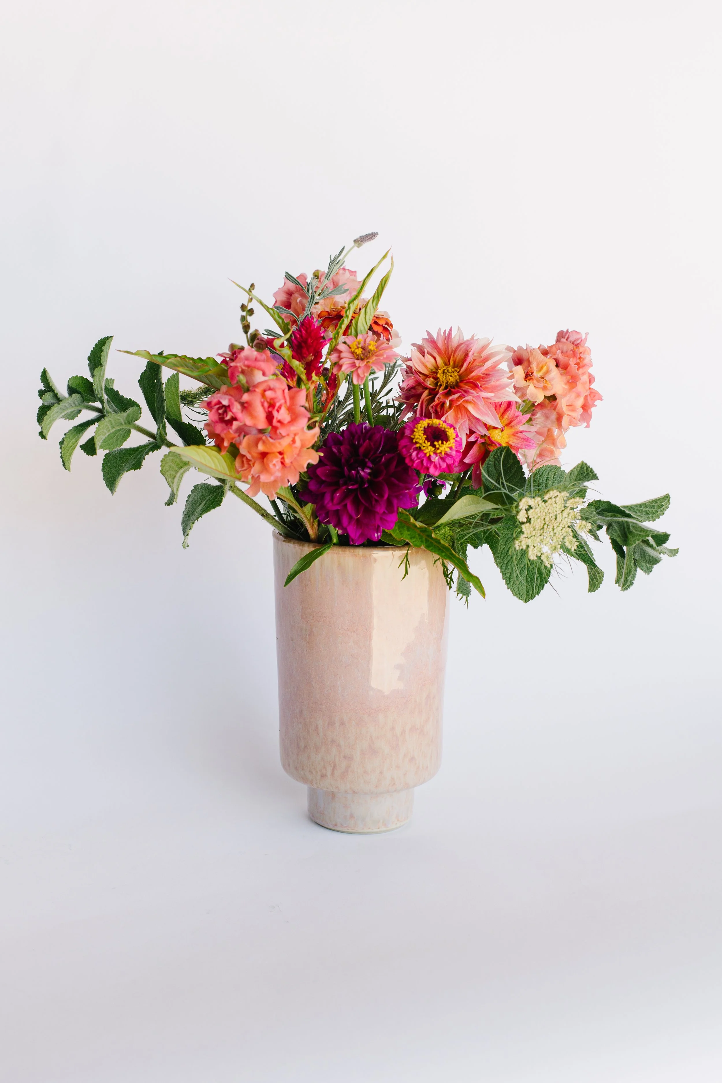 Coral & Cream Footed Vase
