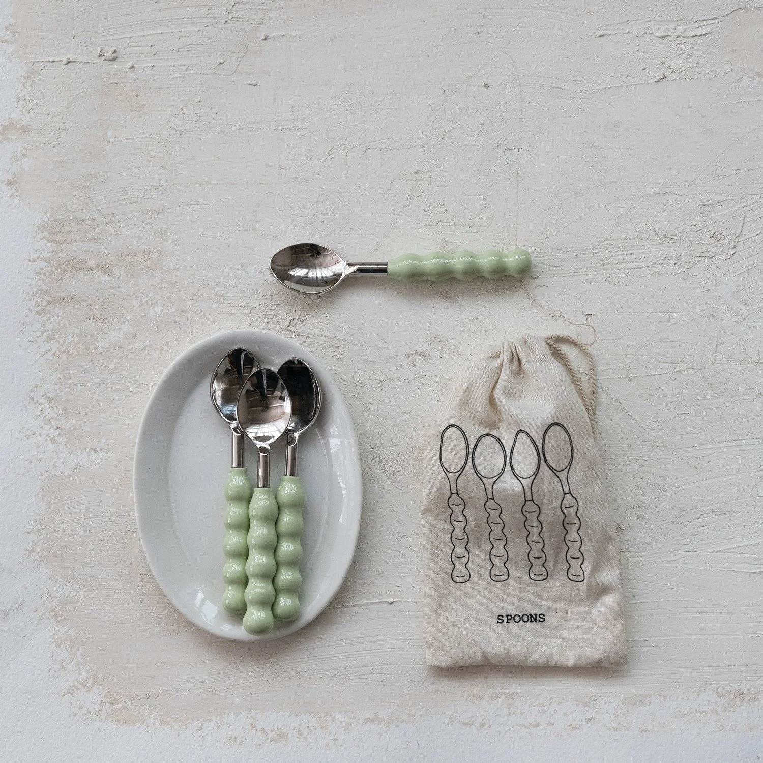 Enameled Handle Spoon Set