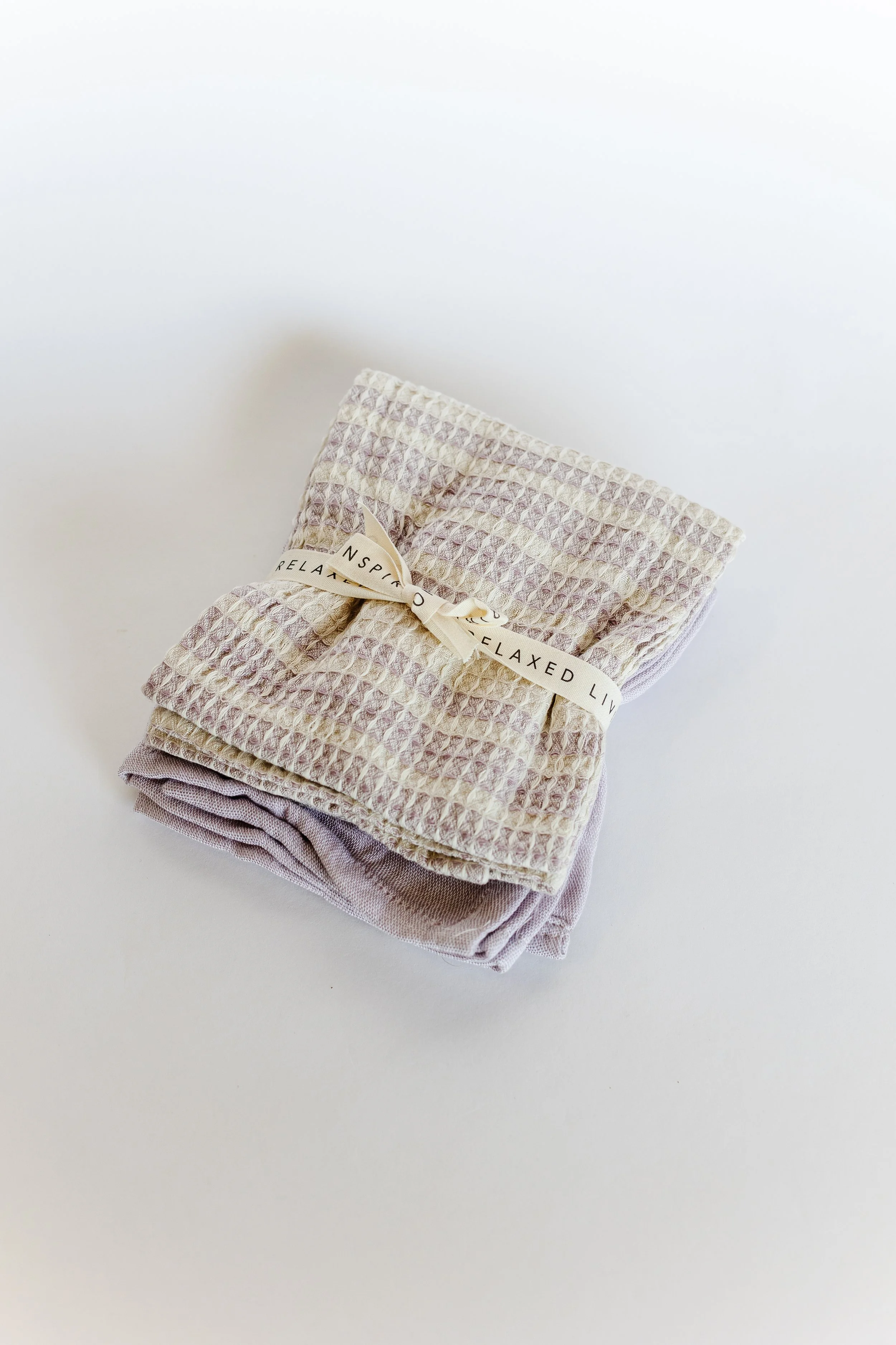 Lilac and Cream Cotton Tea Towels