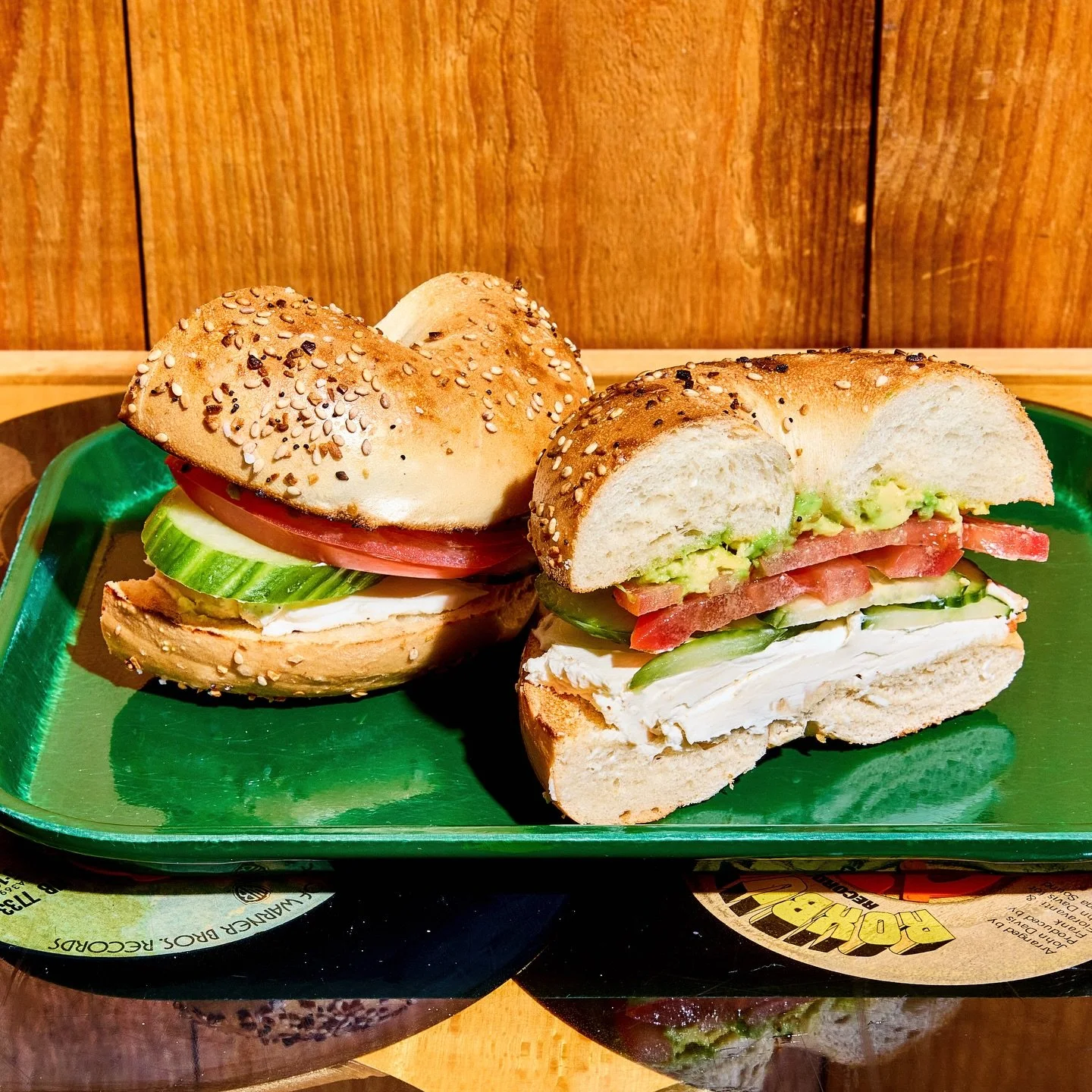 This is what #nationalbagelday dreams are made of 🥯 Check out the spread:

🍅 BAGELLA FITZGERALD: Cream Cheese, Avocado, Tomato &amp; Cucumber
🍳 NOTORIOUS E.G.G.: 2 Scrambled Eggs and Choice of Cheese
🐠 SMOKE ON THE WATER: Smoked Salmon, Caper Cre