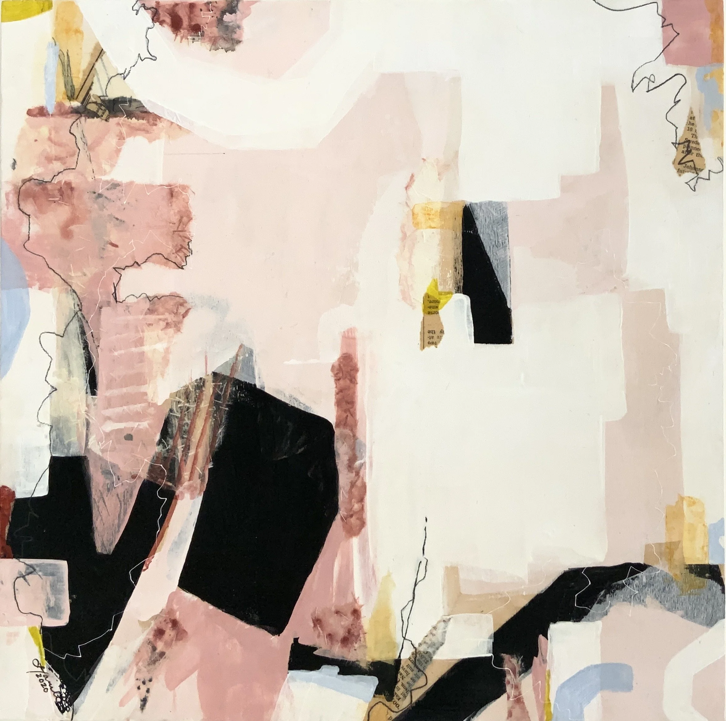 Pretty in Pink 2020  Mixed Media on board, 16x16 inches