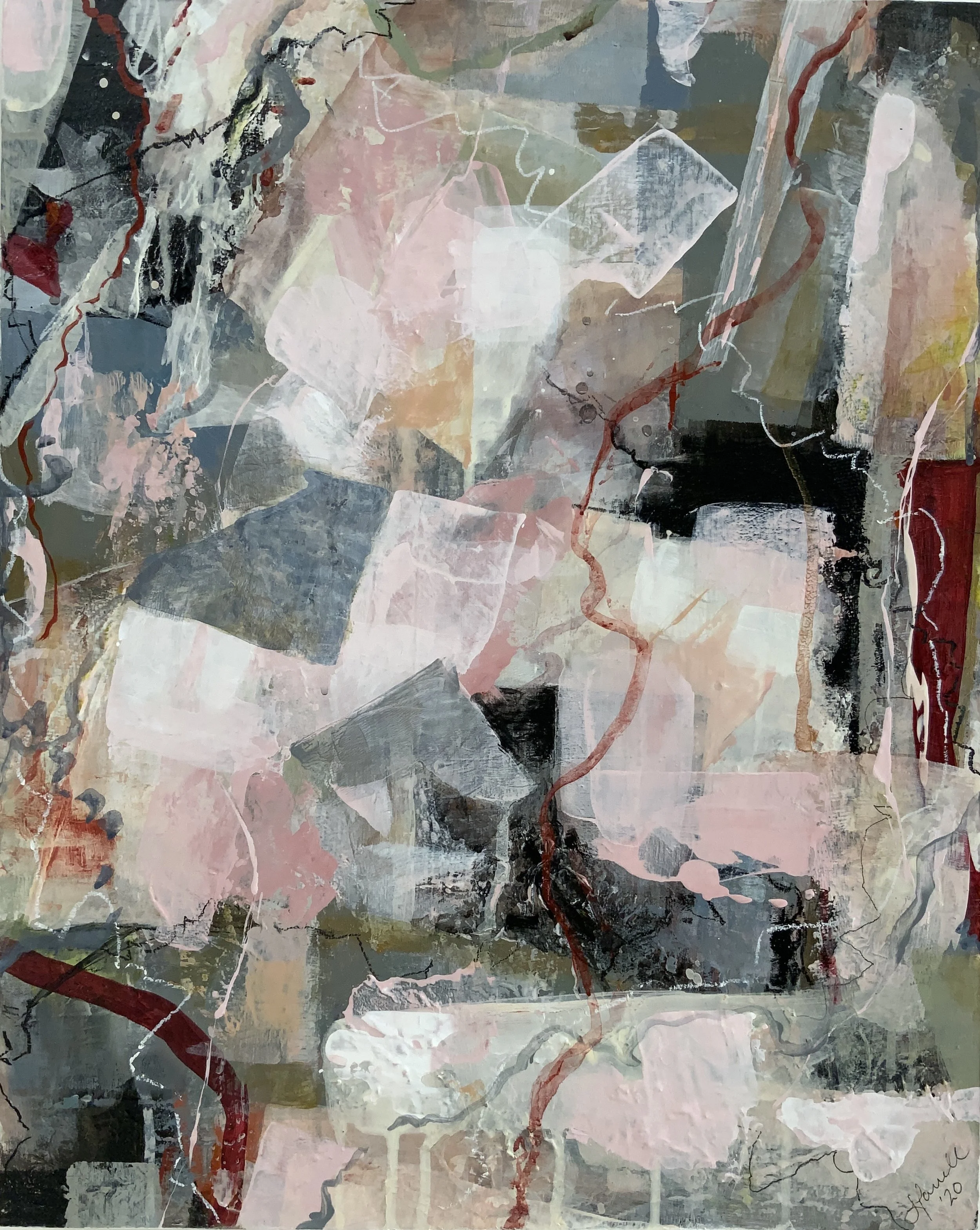 Paris in Autumn 2021  Mixed media on board, 20x16 inches