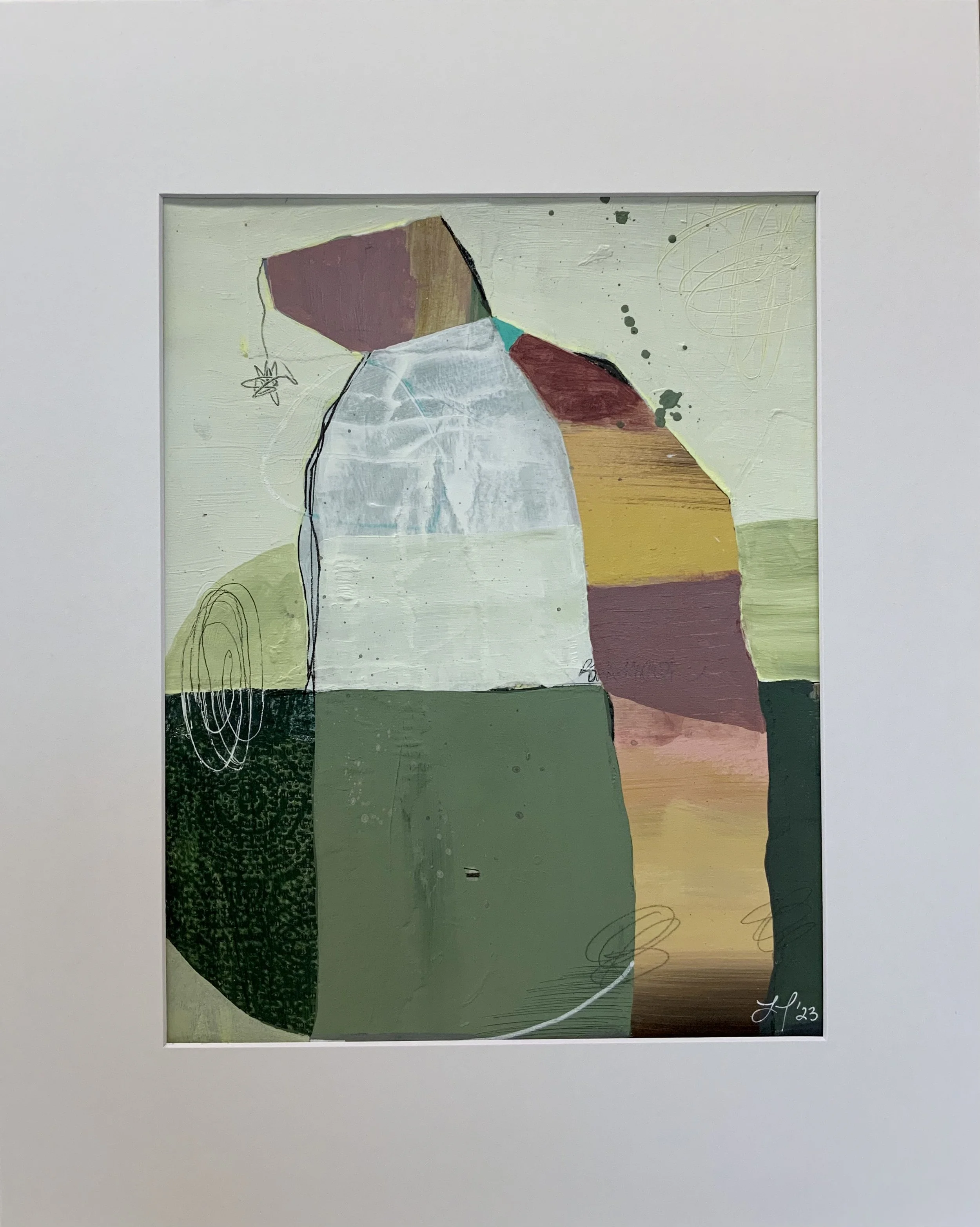 Leanin 2023  |  Mixed media on paper, 14 x 11 inches SOLD