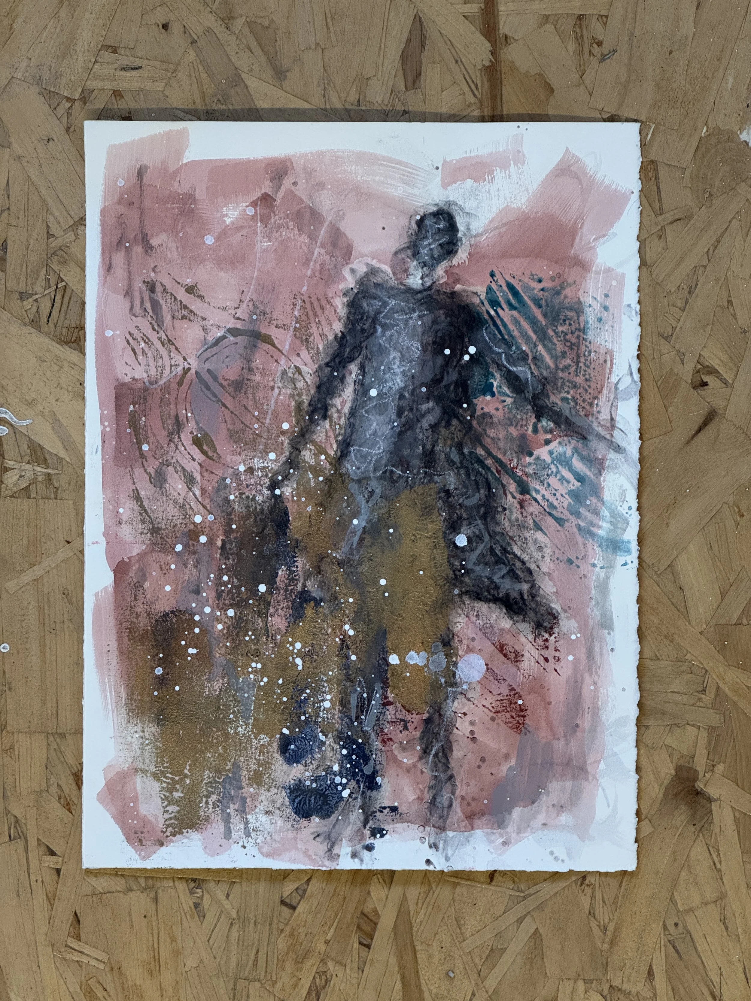 Dancing Figure 2025  |  Mixed media on paper, 14 x 11 inches SOLD