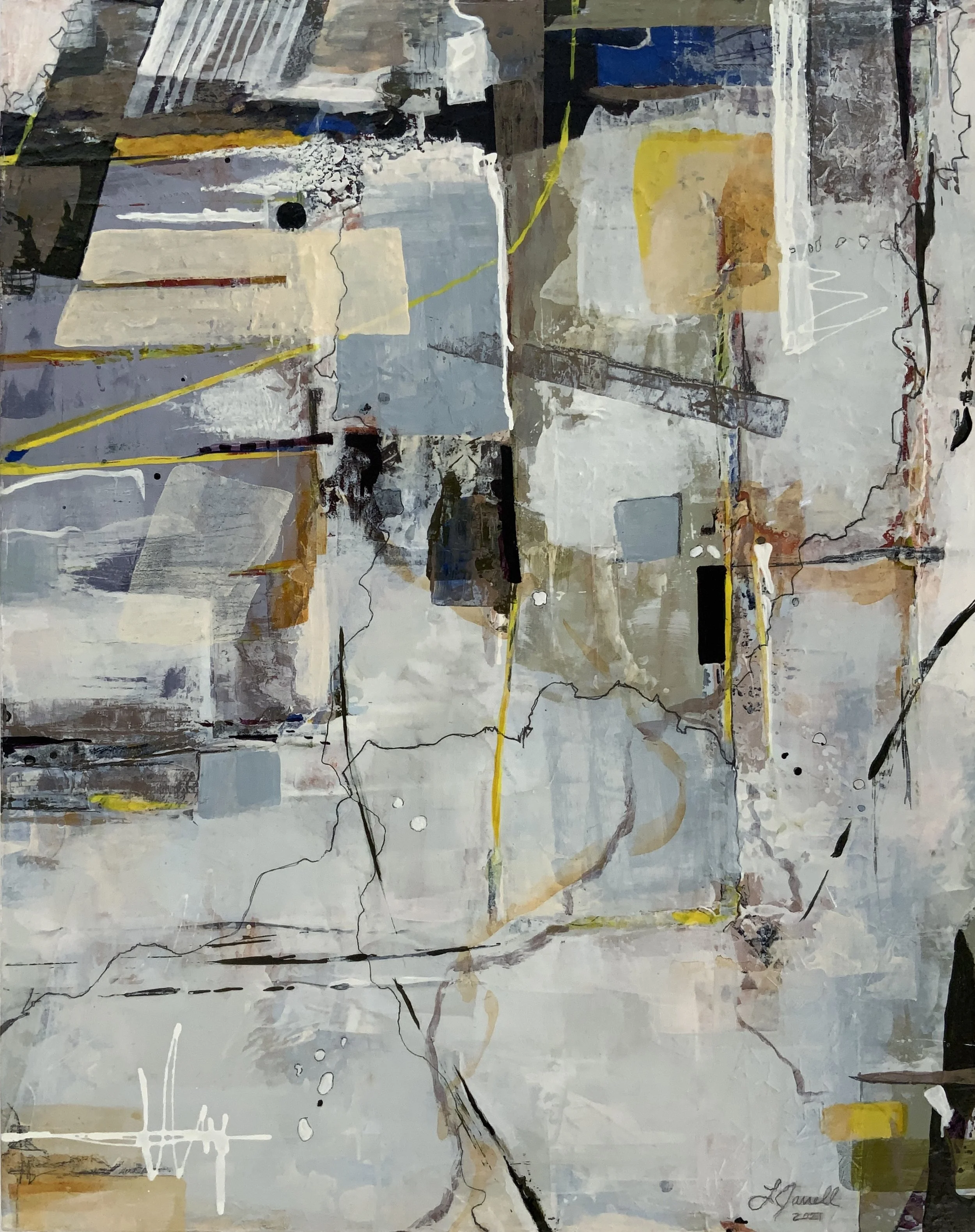Alleyway 2021  Mixed media on board, 20x16 inches