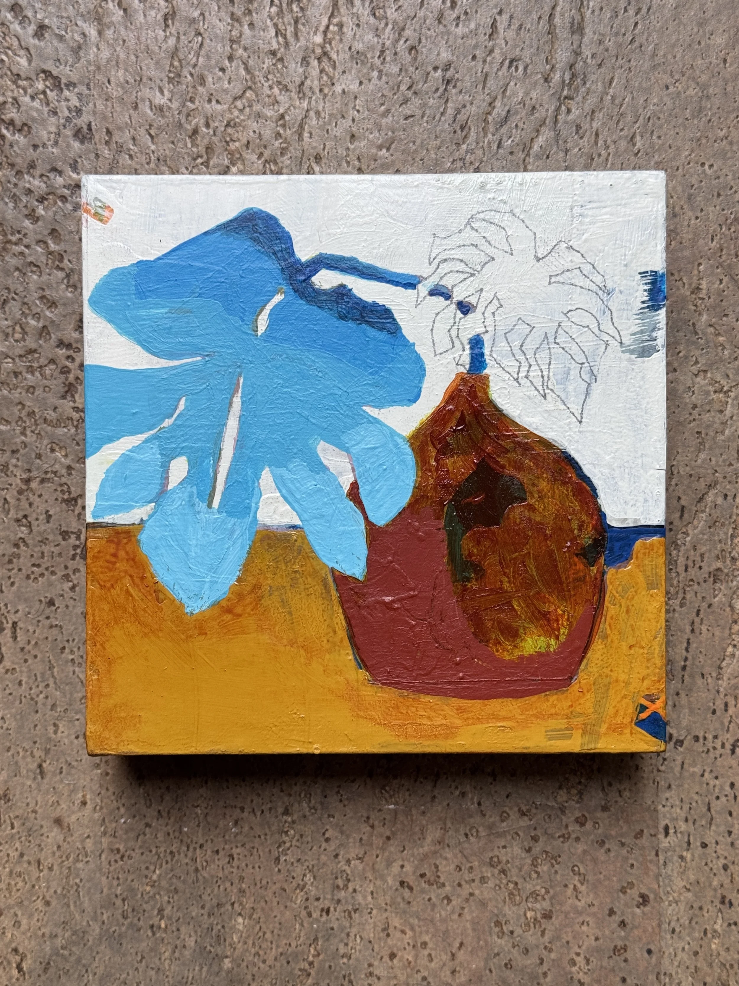 Blue Leaf 2025  |  Mixed media on board, 6 x 6 inches SOLD