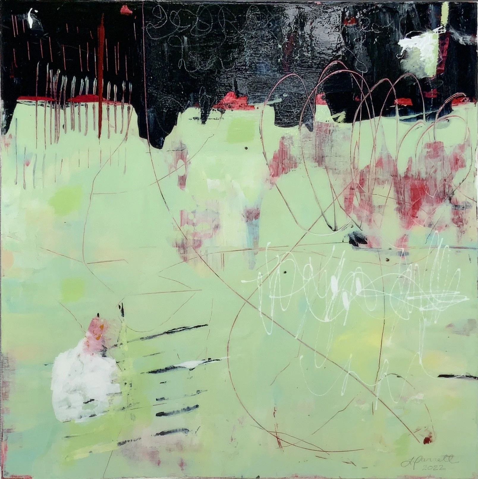 Live in the Wish Fulfilled 2022 | Mixed media on board, 16 x 16 inches SOLD