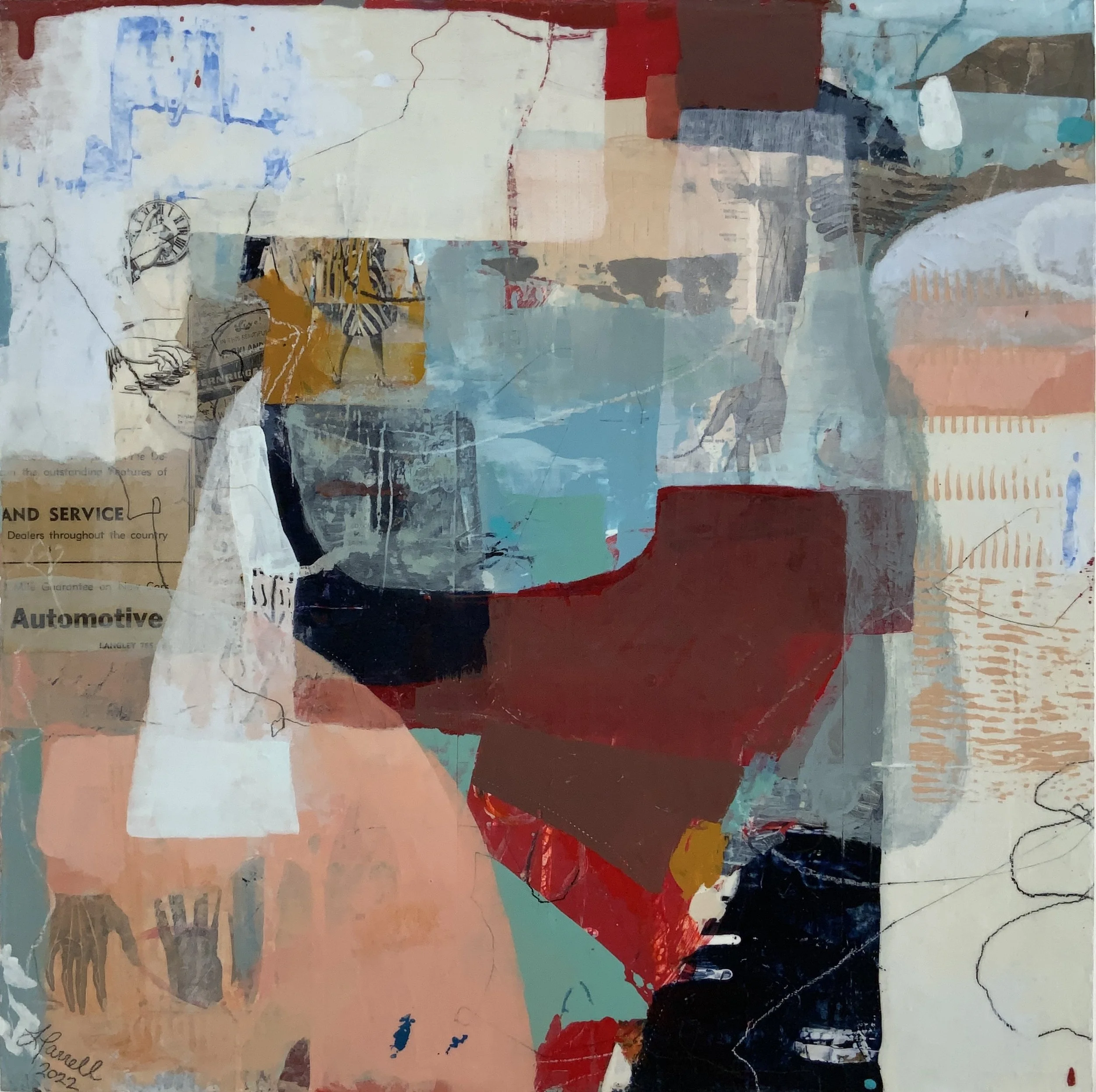 Hands of Time 2022  Mixed media on board, 20x20 inches