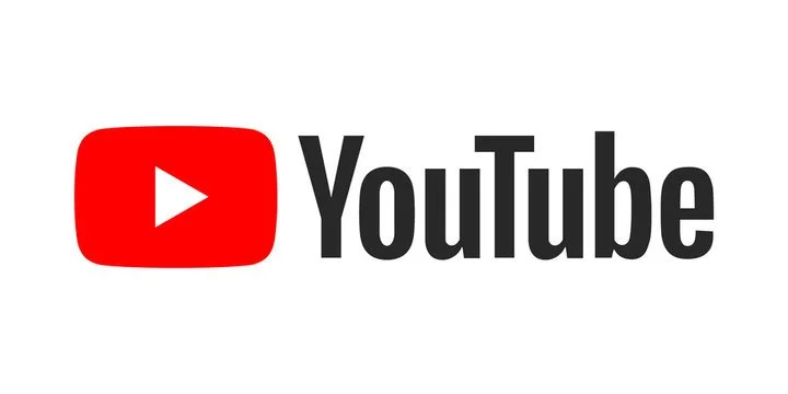 YouTube logo with red play button icon and black text
