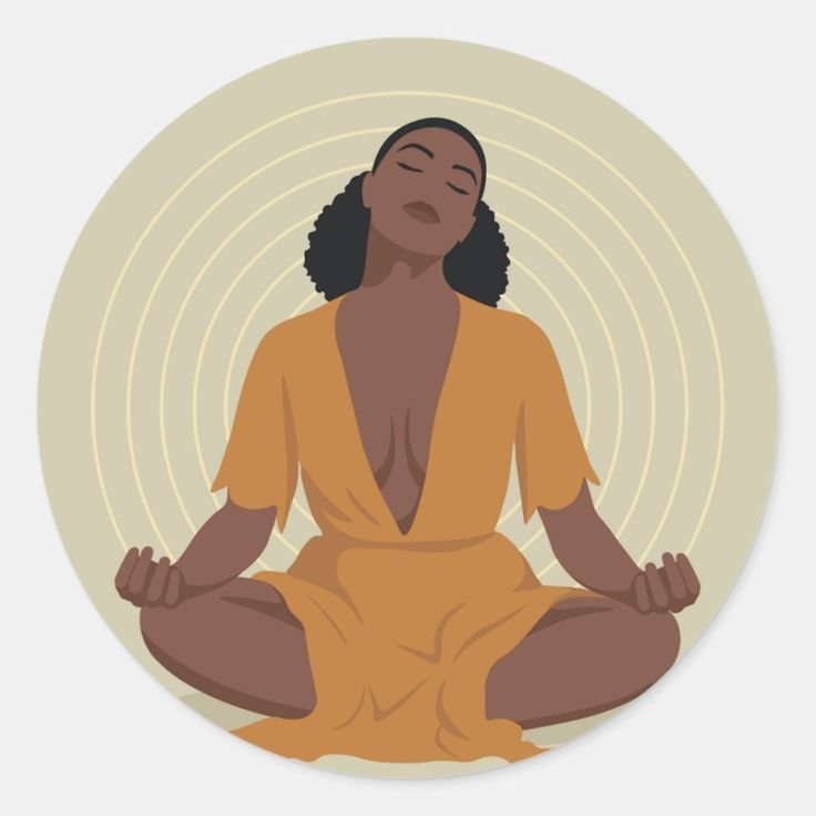 Black woman meditating, boho style.jpeg