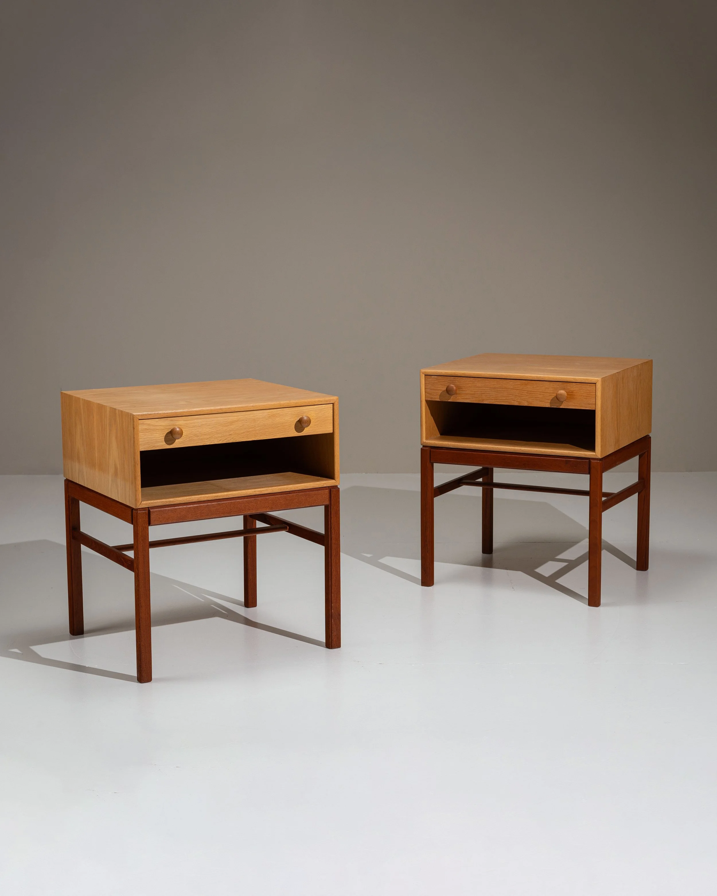 S. Engström & G. Myrstrand oak and teak bedside tables