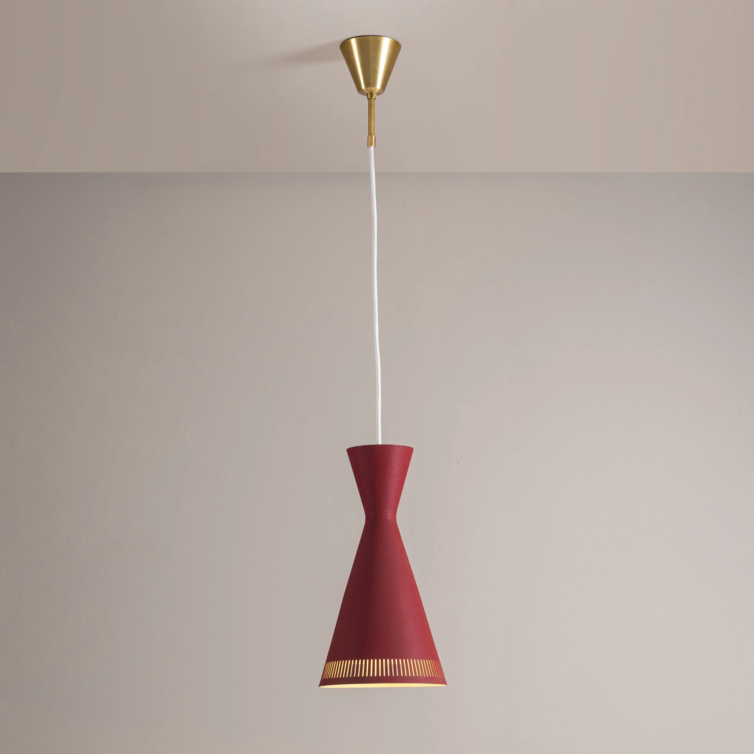 Red Danish Cone Shaped Pendant Light