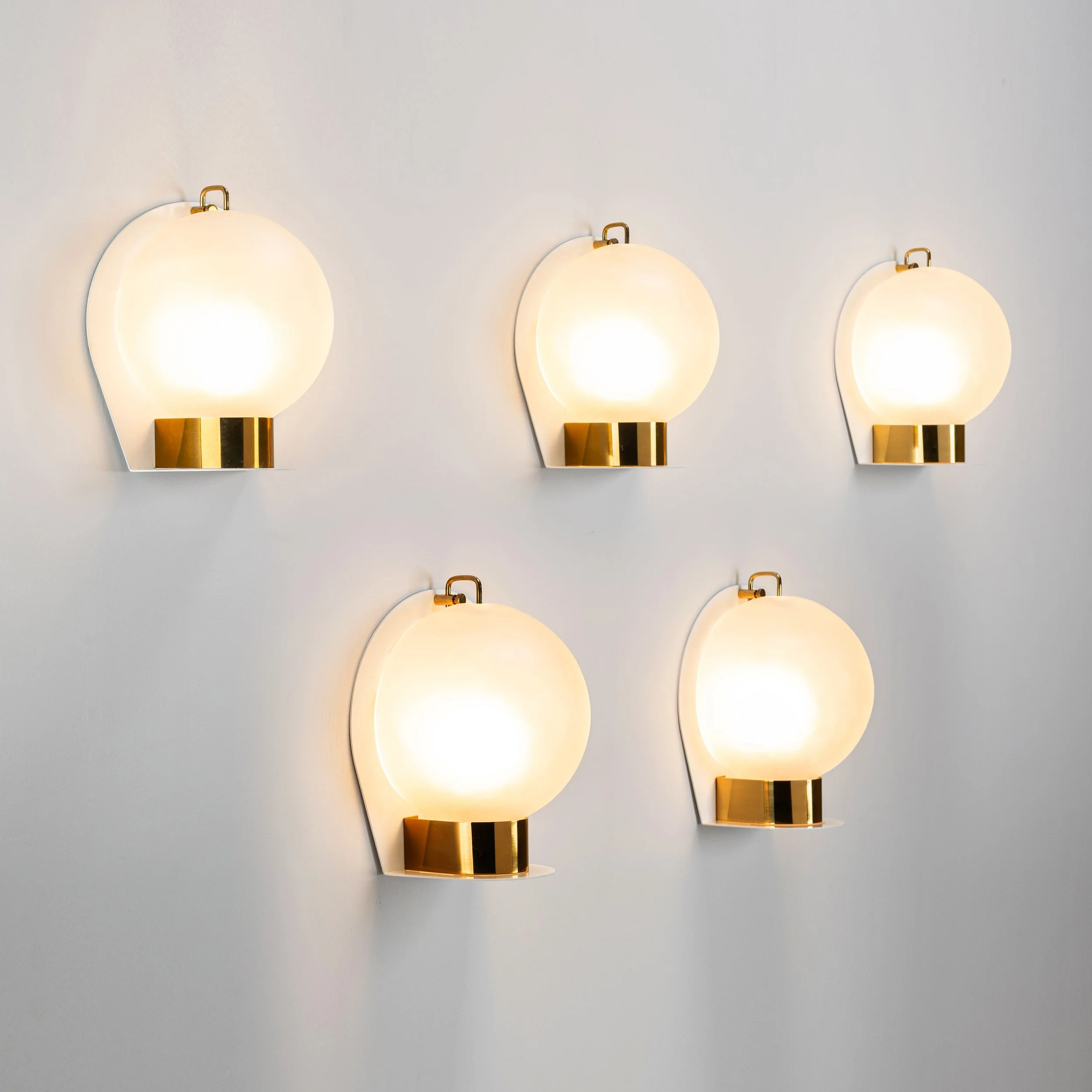 Set Brass Glass Wall Lights