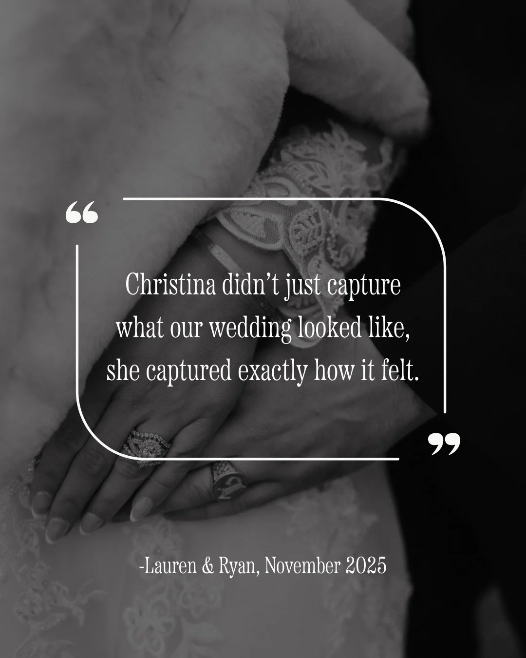 A snipped of this recent client review that brought tears to my eyes. 

As a Wedding Photographer, my greatest goal is to be fully present with you on your day &amp; to do exactly this. Your day is not a performance on your part or a &ldquo;job&rdquo