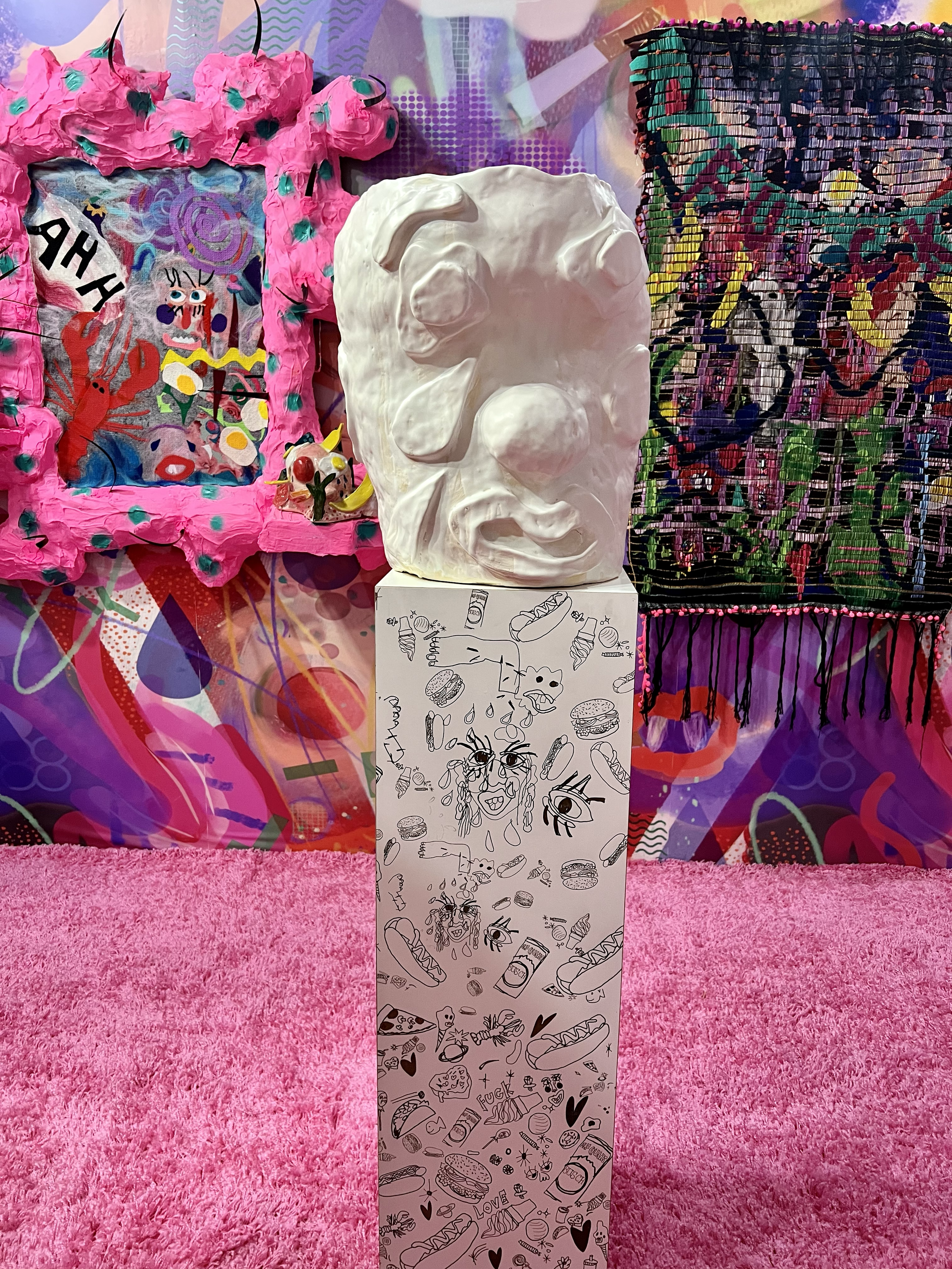 How many tchotchkes sad are you series
Details large ceramic pots from Spring Break Installation.
Ceramic, wood,Laser cut pedestal, 
2023