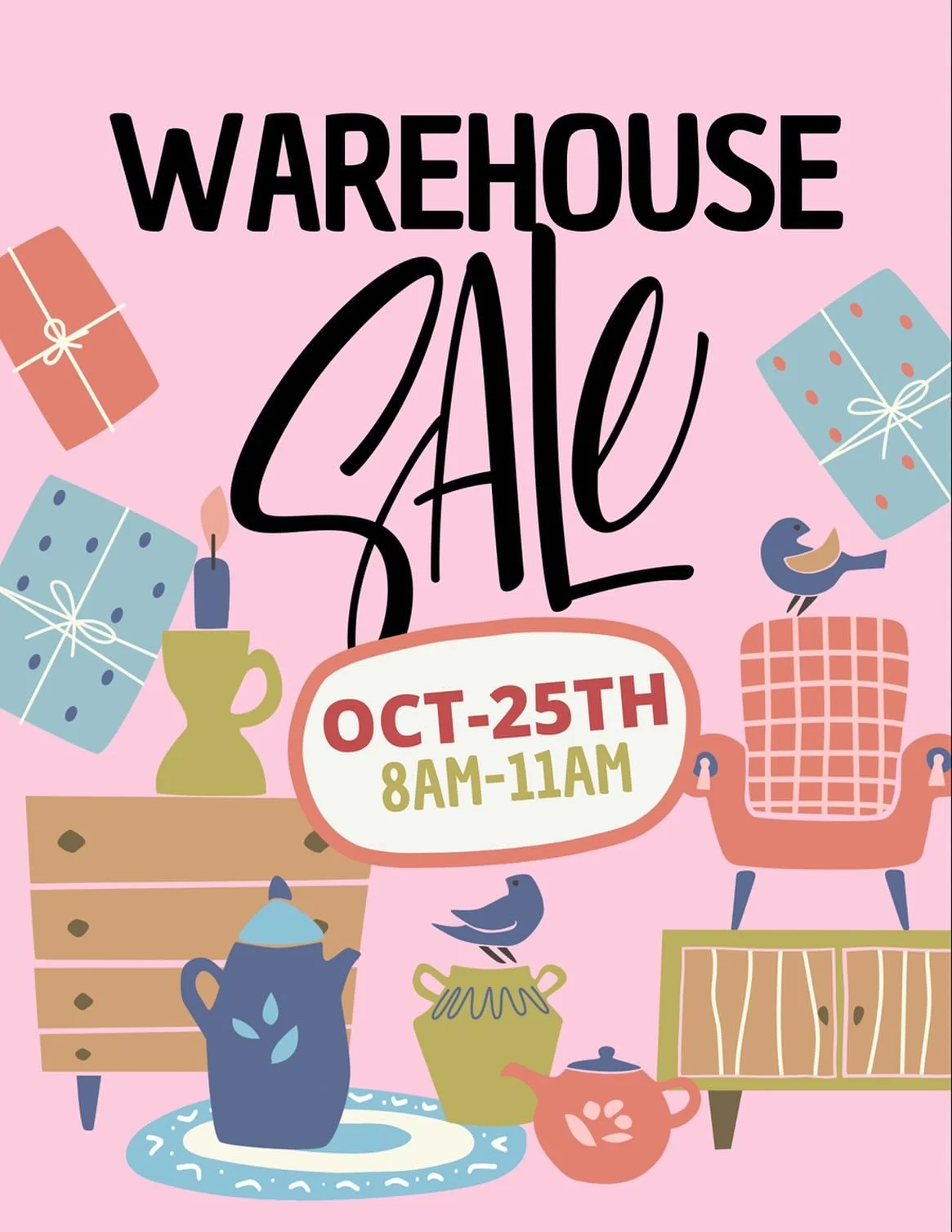 We&rsquo;re making room for new party magic ✨ which means it&rsquo;s time for a WAREHOUSE SALE! 🎊

Join us Sat, Oct 25 | 8&ndash;11AM for major deals, cute finds, and lots of girl math-approved steals 😉💖
