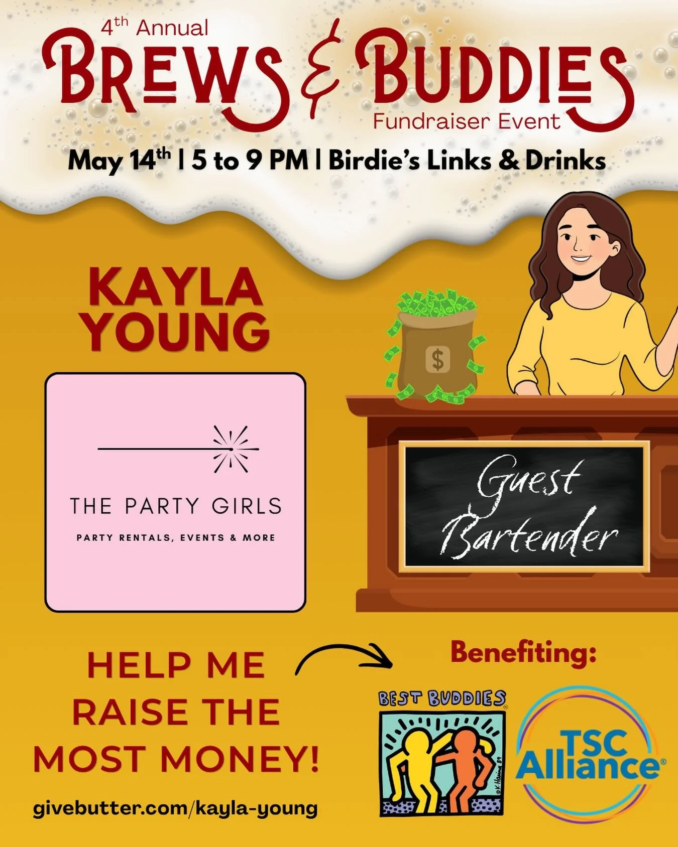 Kayla is stepping behind the bar for a cause 🍻

I&rsquo;m competing as a guest bartender at Brews &amp; Buddies this year and I need to raise at least $500&hellip; but I really want to raise the MOST 💥 it&rsquo;s a competition between the bartender