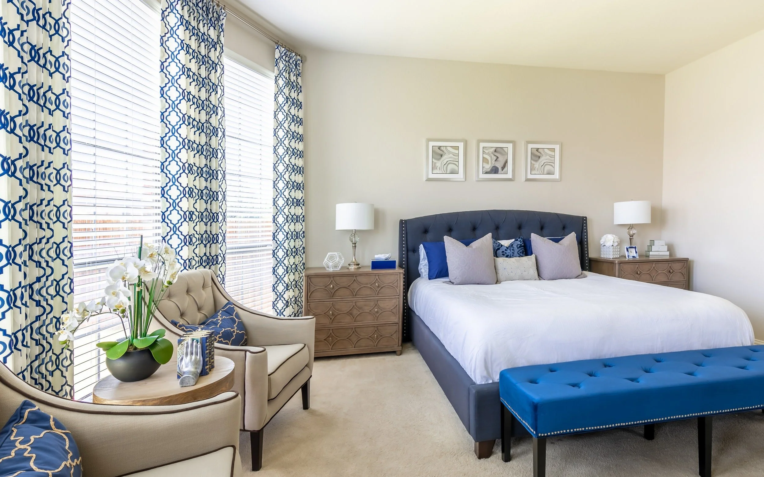 bedroom remodel with drapery