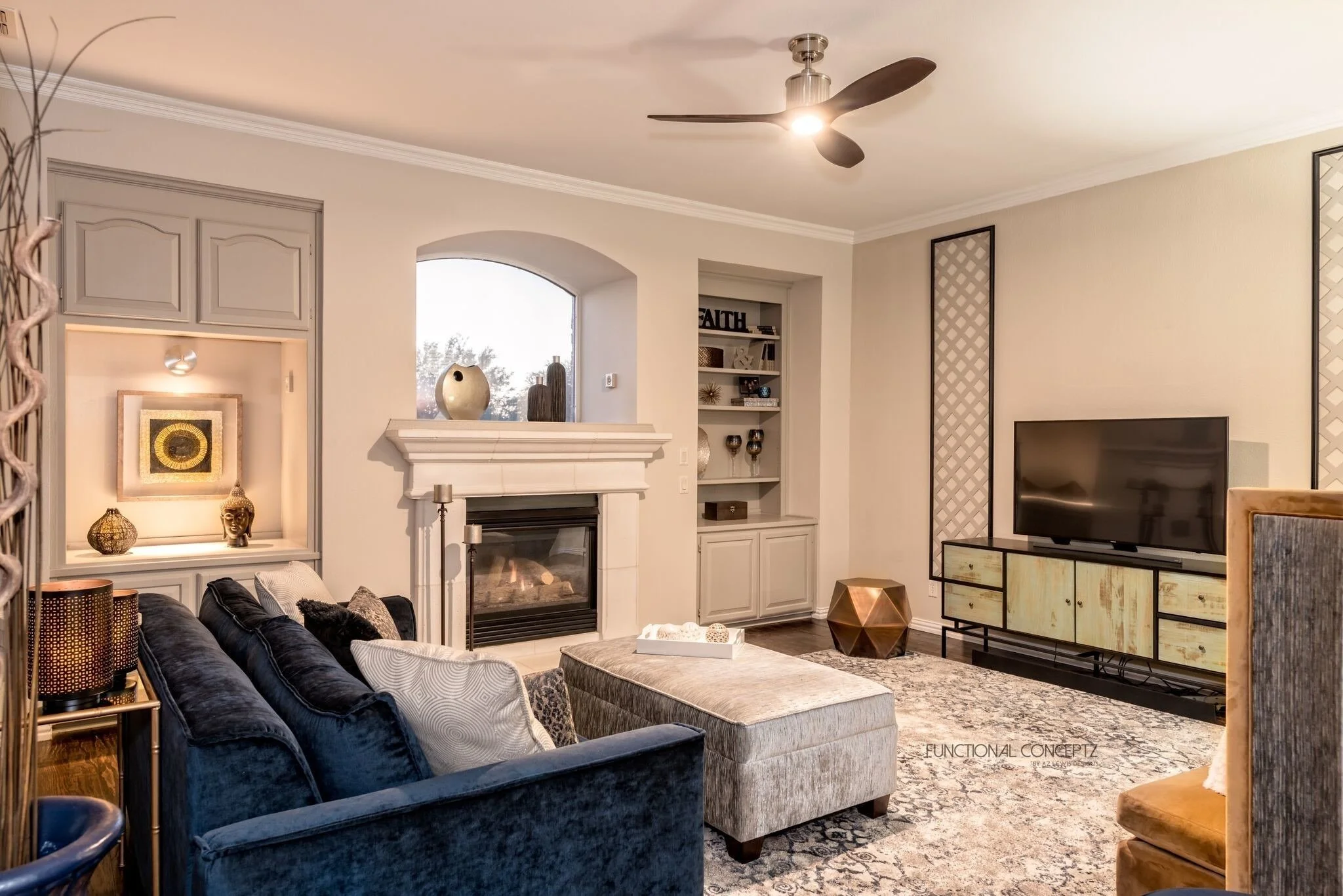 living room with fireplace