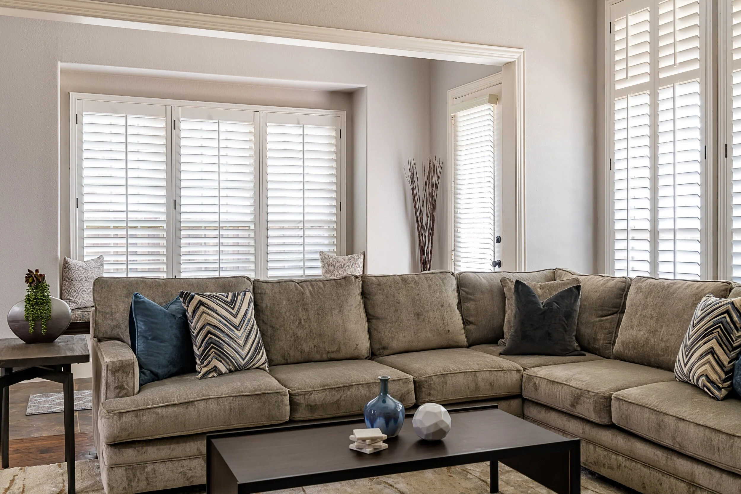 Custom blinds in living room