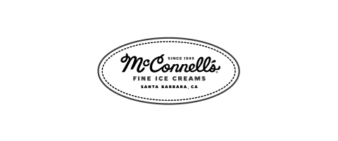 McConnell's Fine Ice Creams logo with black background and white oval design