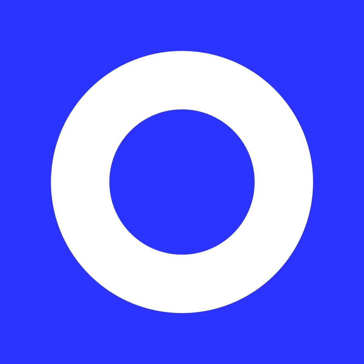 Blue background with a white circle and smaller blue circle inside.