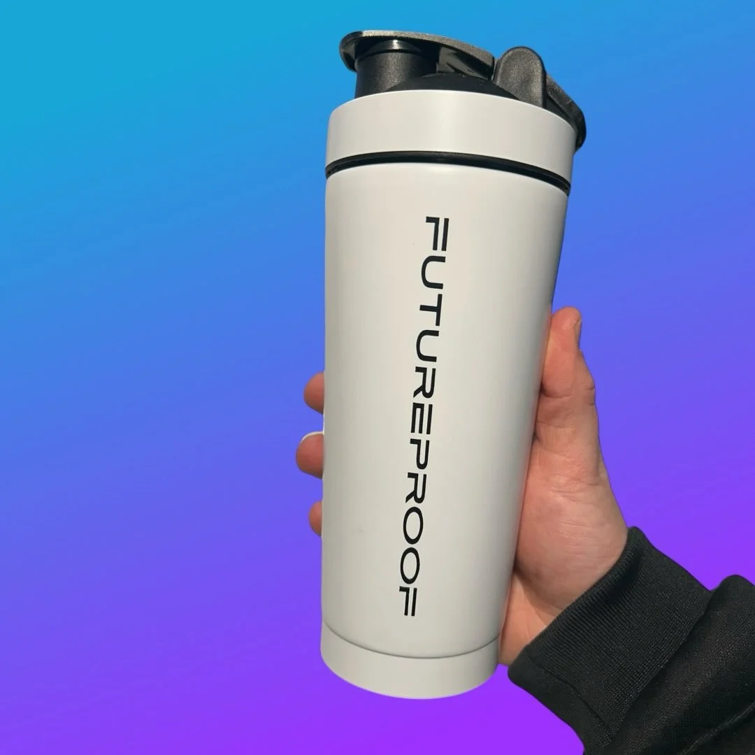 From early lifts to late nights, our 750ml stainless steel shaker is built for the process.

Become Futureproof today 🛡️ 

#futureproof #builtforperformance #trainforthefuture #gymessentials #shakerbottle