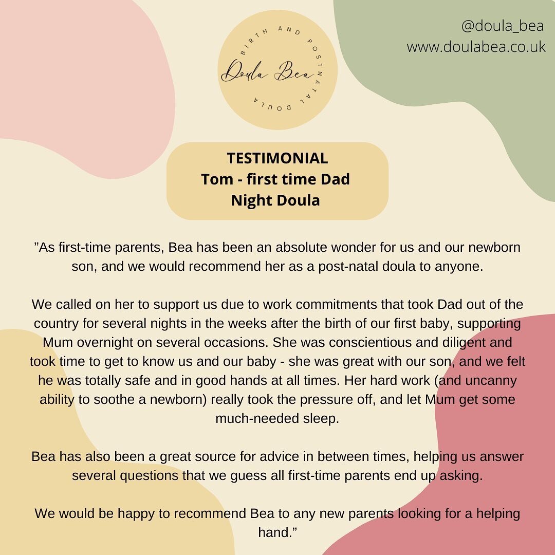 TESTIMONIAL - &ldquo;As first-time parents, Bea has been an absolute wonder for us and our newborn son, and we would recommend her as a post-natal doula to anyone.

We called on her to support us due to work commitments that took Dad out of the count