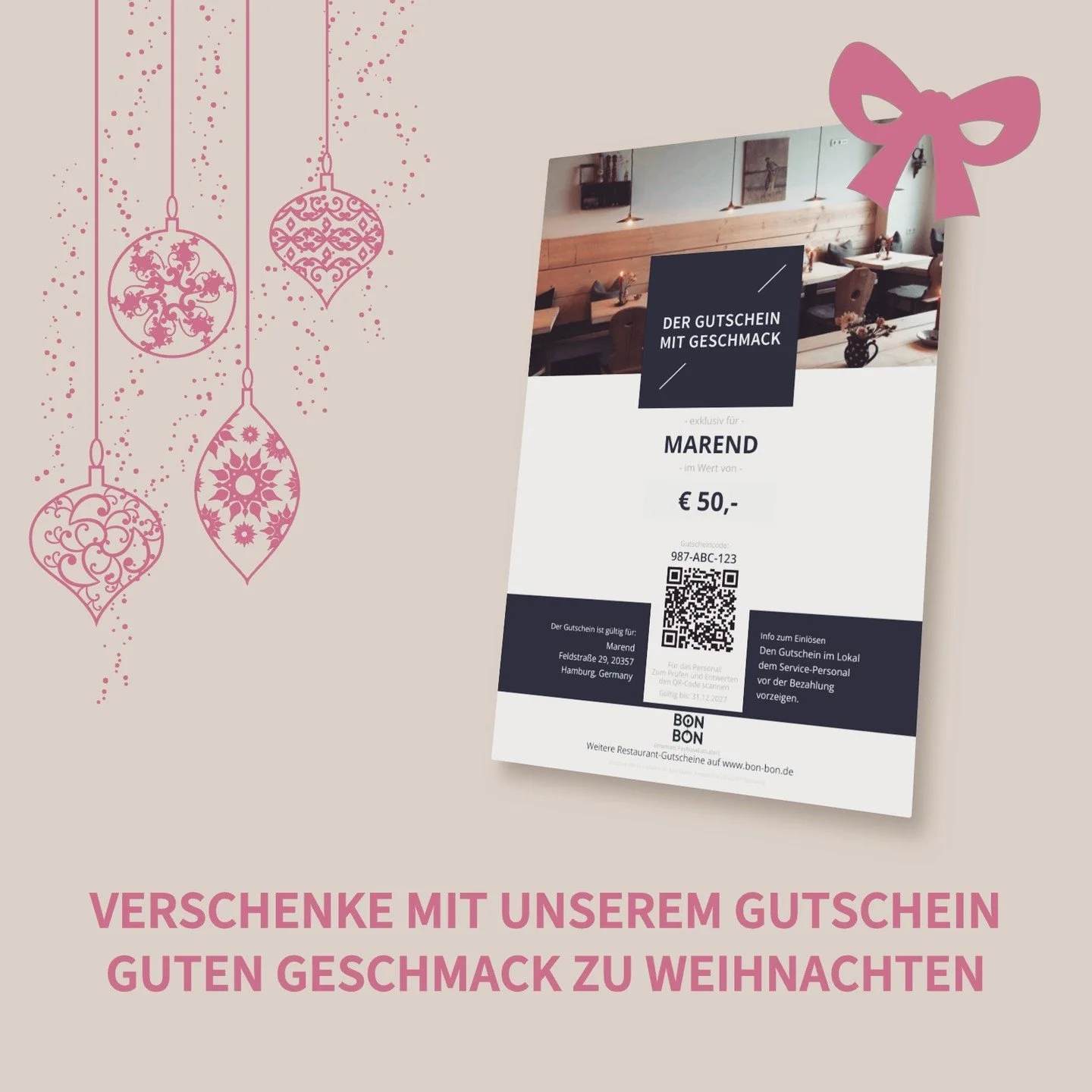 Suchst Du noch ein Weihnachtsgeschenk? Wie w&auml;rs mit einem Gutschein? Einfach auf BonBon dein Lieblingsrestaurant aussuchen!