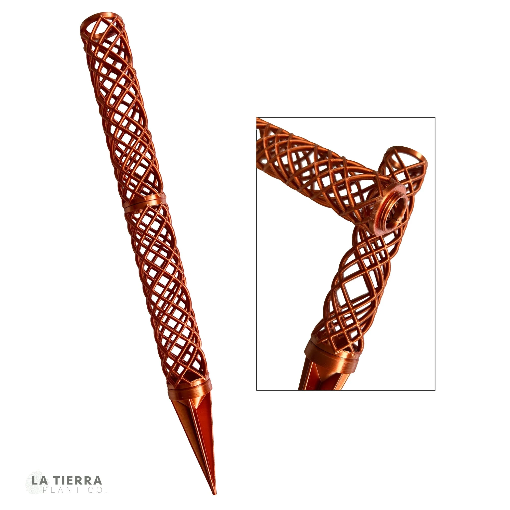 An image showing a custom-printed moss pole from La Tierra Plant Co.