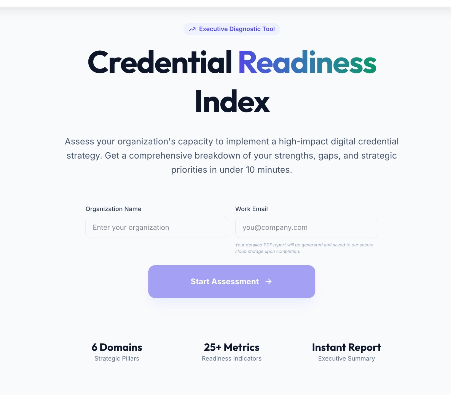 Credential Readiness Index Homepage