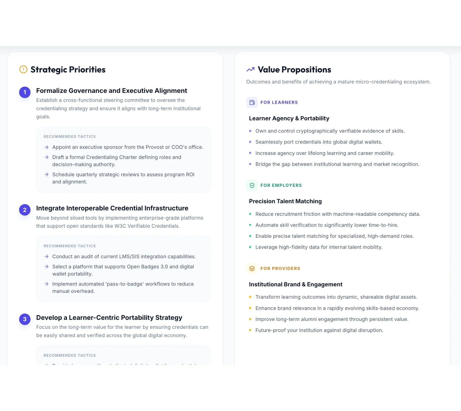 Get at-a-glance, customized strategic priorities and value propositions to get early buy-in