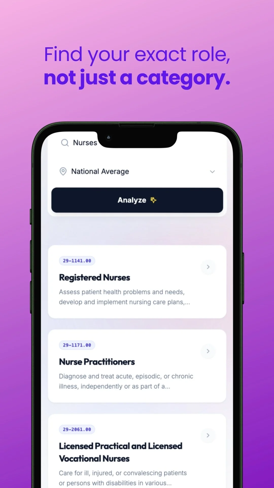 Find your exact role, not just a category.