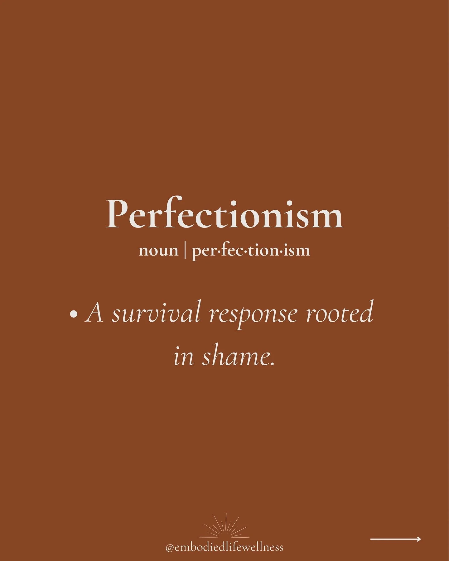 Although perfectionism is a survival adaptation, there are times my perfectionism has served me.

The beauty in the evenness of the spaces in between intentionally spaced objects, the colour coordination of an outfit or, the tastefully placed words t