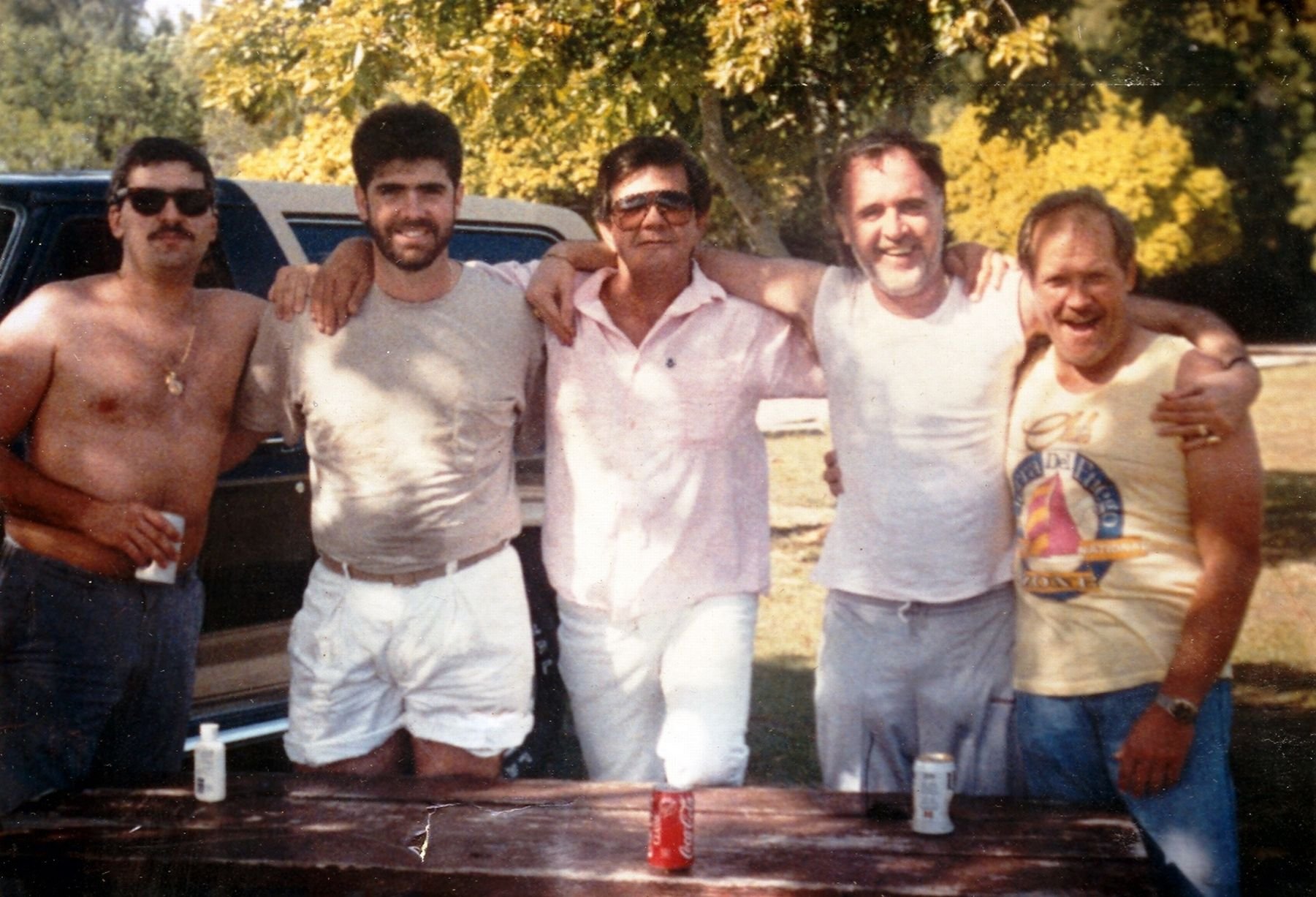 Billy Sutton, second from right, and Pablo Commacho, in the middle, with other members of the Miami Police Task Force in the late 1980s