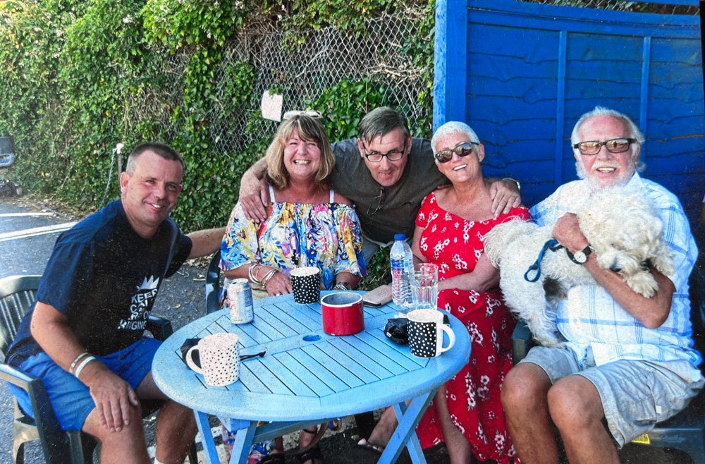 Nick- Netta - Steve - Jaquie - Billy and Miami at the Cabin Brixham.
