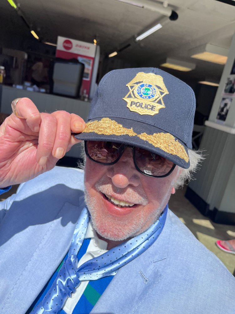 Billy with his new Miami Police Hat made by good friends Paul and Jocelyn at LMOB Embroidery in Brixham