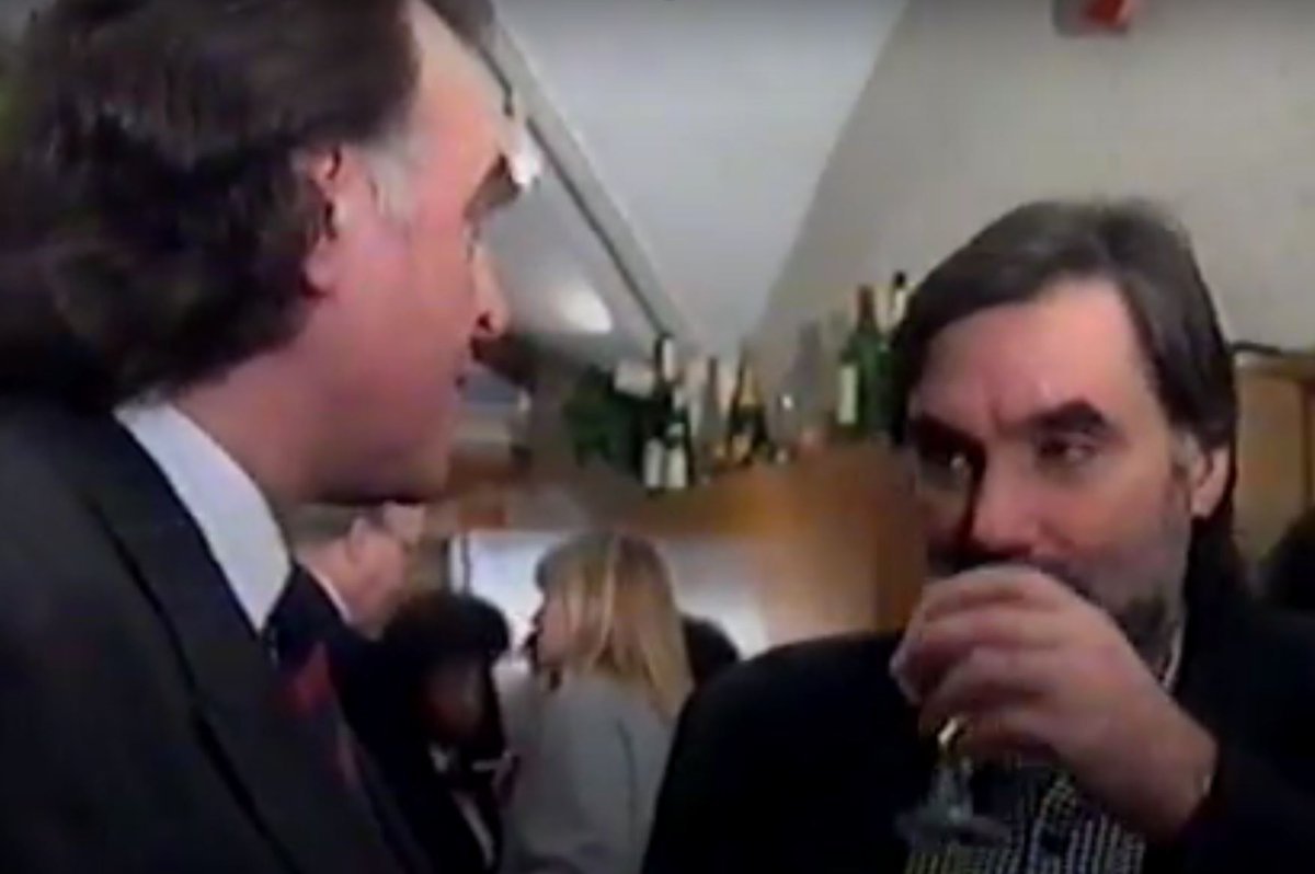 Sutty and George Best in the Green Room - ATV Birmingham filming Central Weekend hosted by Nicky Campbell. 1996