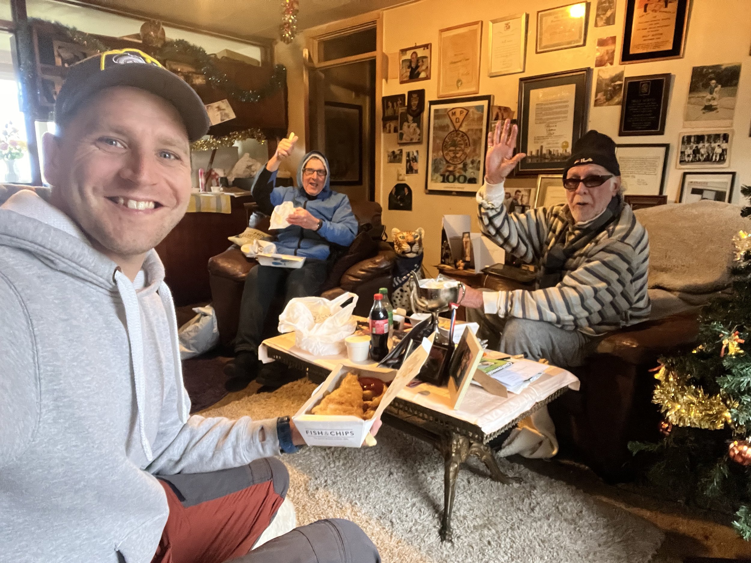 Tommy, Steve and Bill Fish and chips Christmas 2023