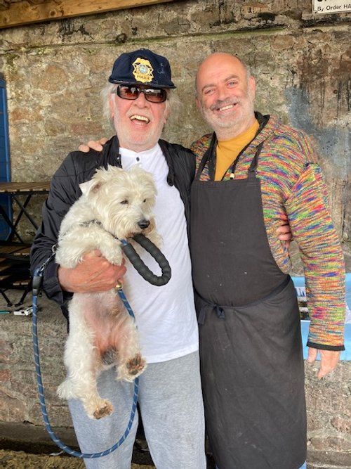 Sutty, Miami and Sean at the Cabin in Brixham. A very special friend.