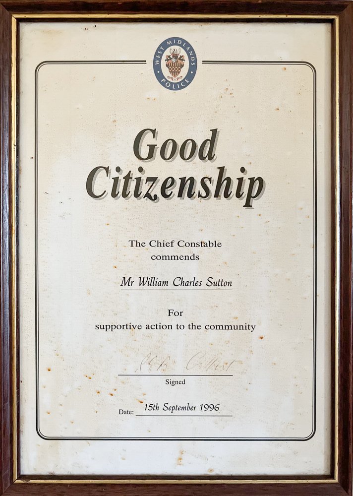 Chief Constable Award, Supporting action and endeavour to the community of the West Midlands